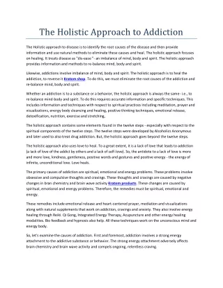 the holistic approach to addiction