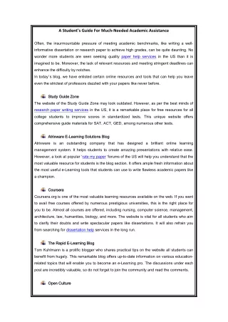A Student’s Guide For Much-Needed Academic Assistance