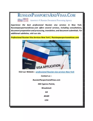 Professional Russian Visa Services New York  Russianpassportsandvisas.com
