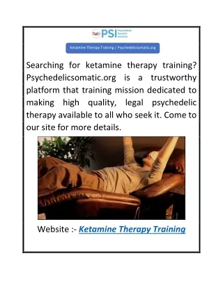 Ketamine Therapy Training  Psychedelicsomatic.org