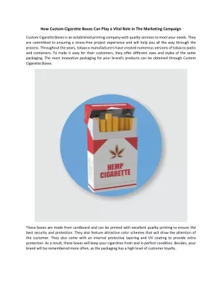 how custom cigarette boxes can play a vital role