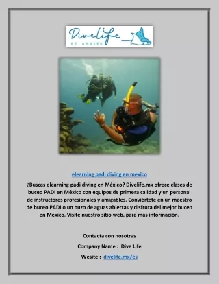 Elearning Padi Diving en Mexico | Divelife.mx