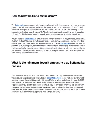 Satta Matka