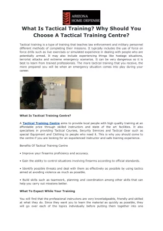 Benefits Of Taking Tactical Training Courses