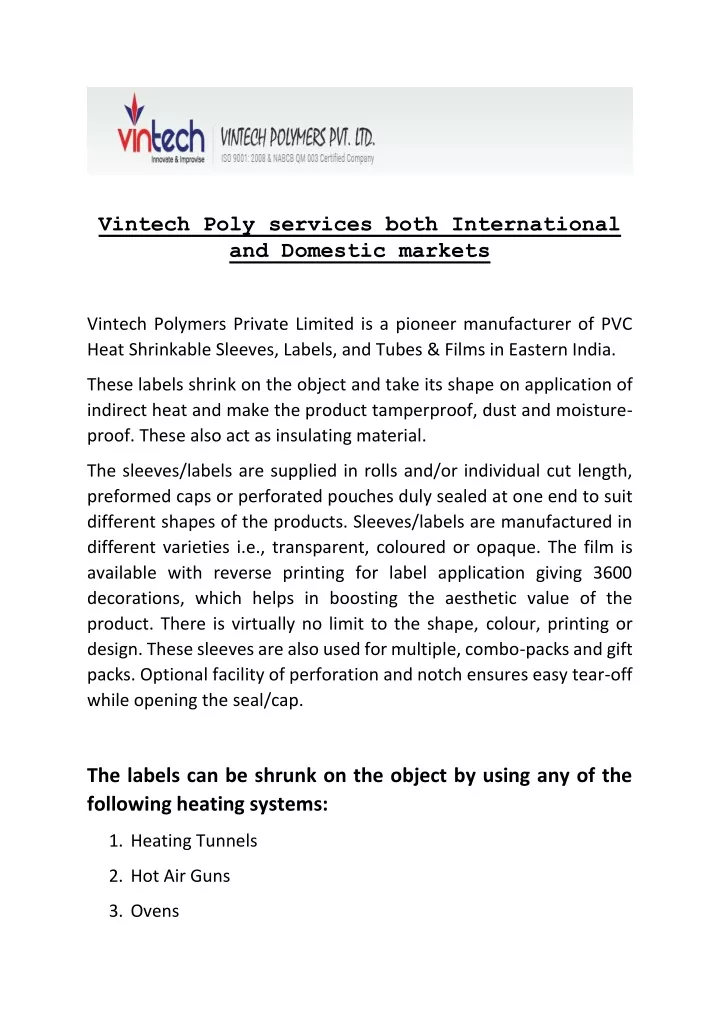 vintech poly services both international