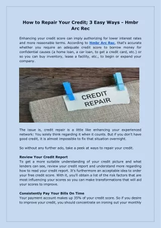 How to Repair Your Credit; 3 Easy Ways - Hmbr
