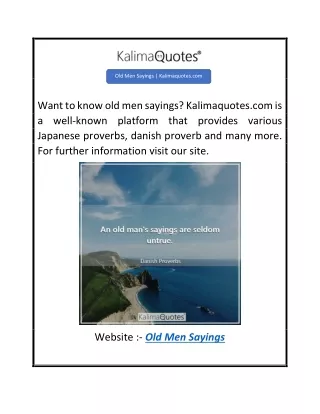 Old Men Sayings  Kalimaquotes.com