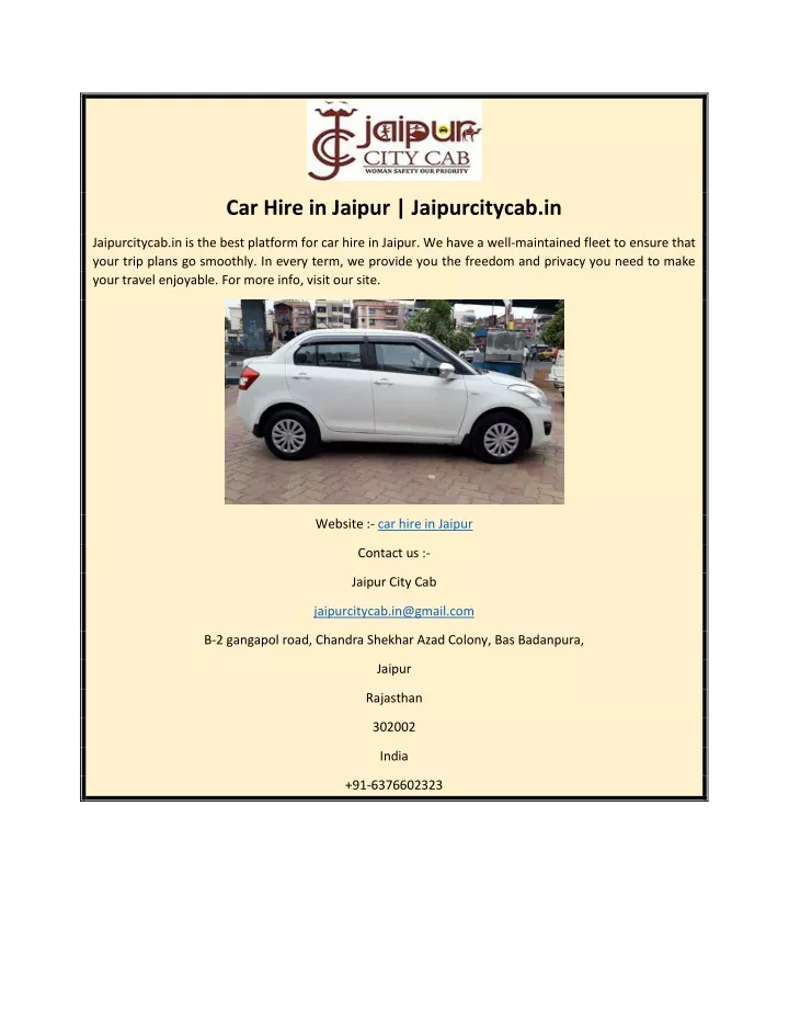 car hire in jaipur jaipurcitycab in