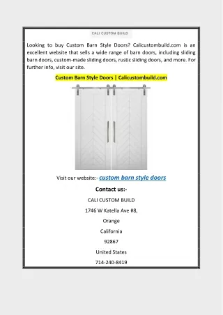 Custom Barn Style Doors | Calicustombuild.com