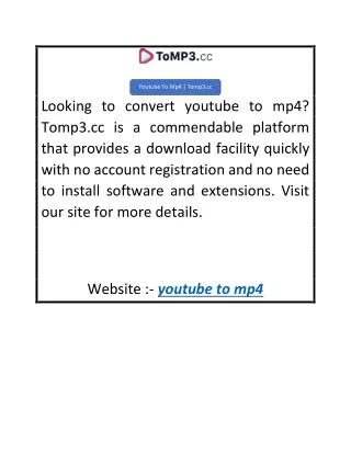 Youtube To Mp4  Tomp3.cc