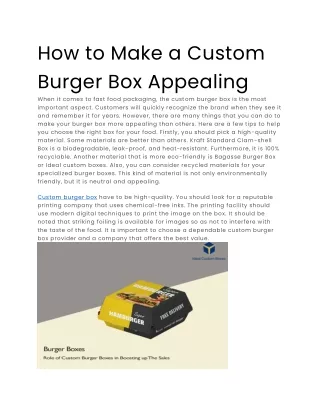 how to make a custom burger box appealing when