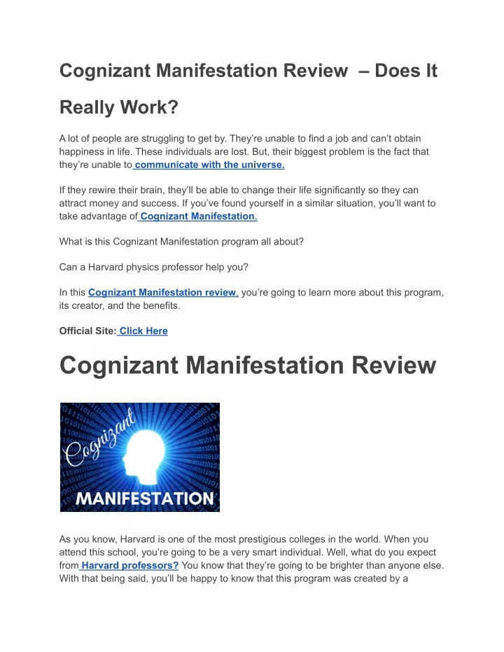 cognizant manifestation review does it