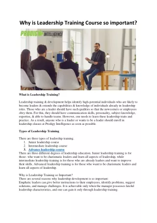 Why is Leadership Training Course so important