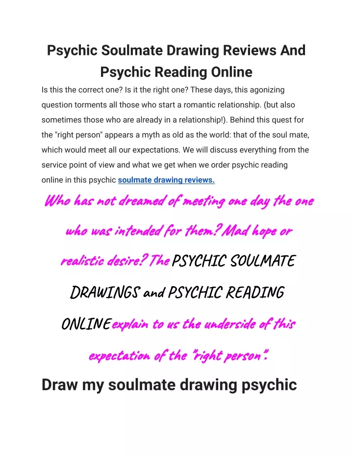 psychic soulmate drawing reviews and psychic