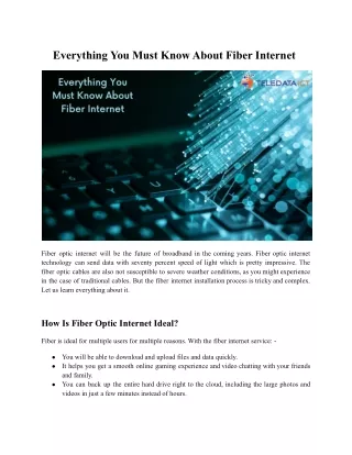 Everything You Must Know About Fiber Internet