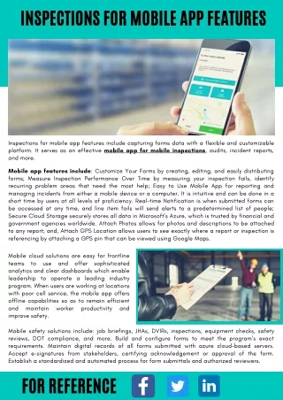 Inspections for Mobile App Features