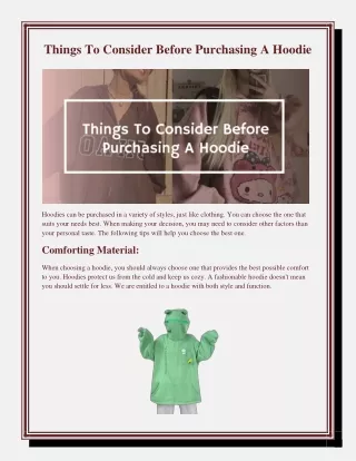 things to consider before purchasing a hoodie