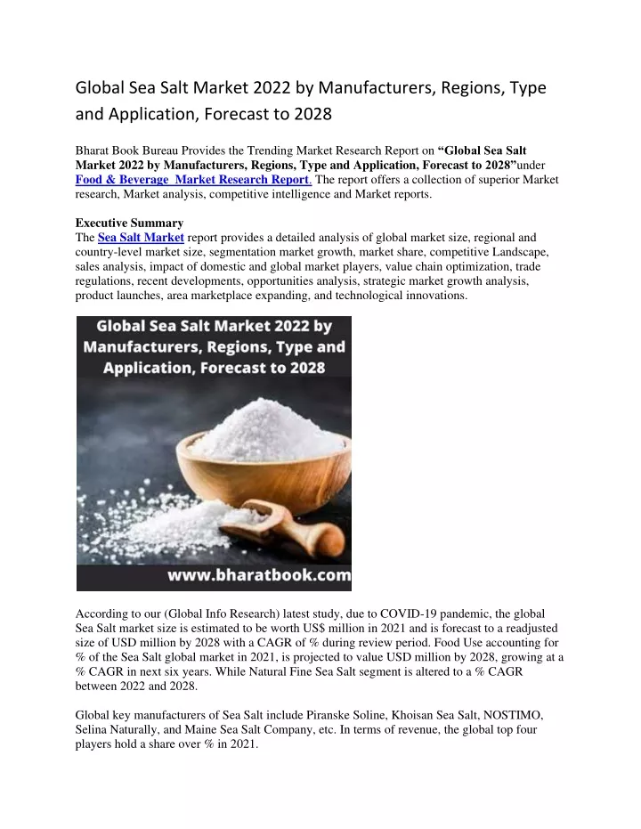 global sea salt market 2022 by manufacturers