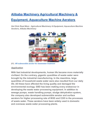 Alibaba Machinery Agricultural Machinery & Equipment, Aquaculture Machine Aerators