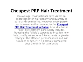 Cheapest PRP Hair Treatment in Dubai