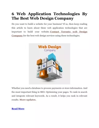 6 Web Application Technologies By The Best Web Design Company