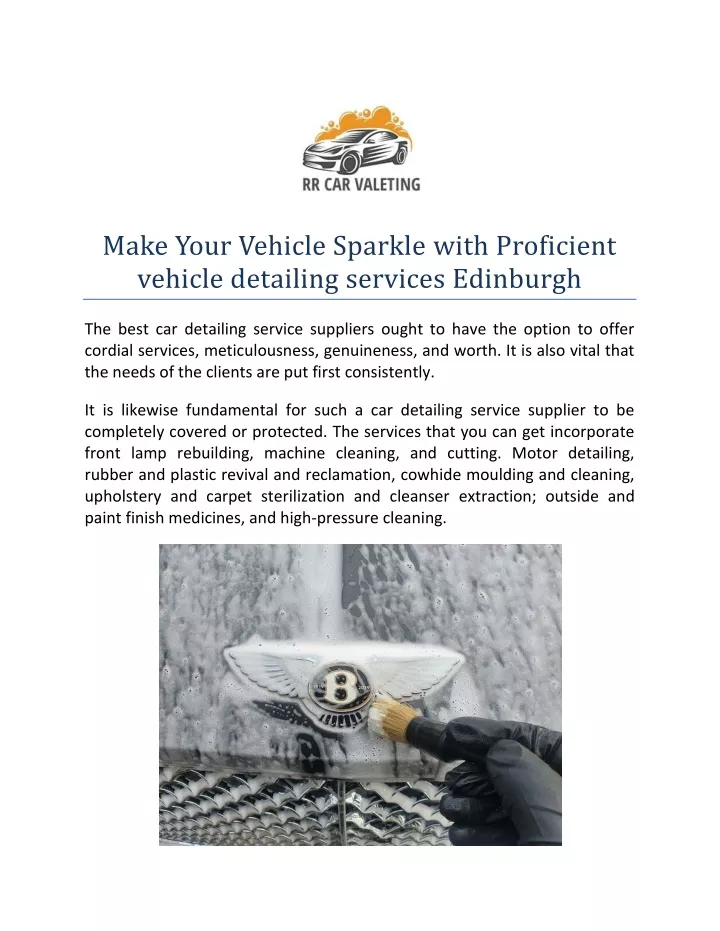 make your vehicle sparkle with proficient vehicle