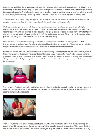 sex dolls are well liked along with couples they