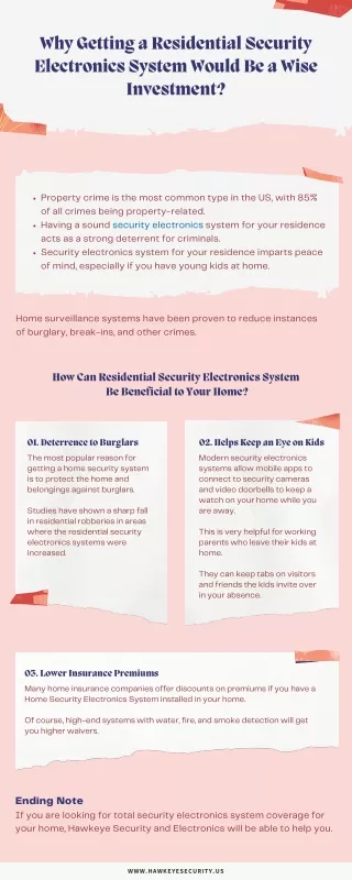 Why Getting A Residential Security Electronics System Would Be A Wise Investment