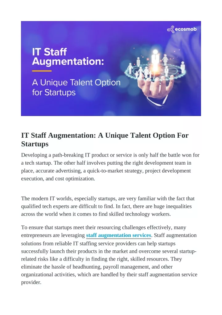 it staff augmentation a unique talent option