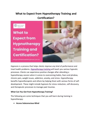 What to Expect from Hypnotherapy Training and Certification?