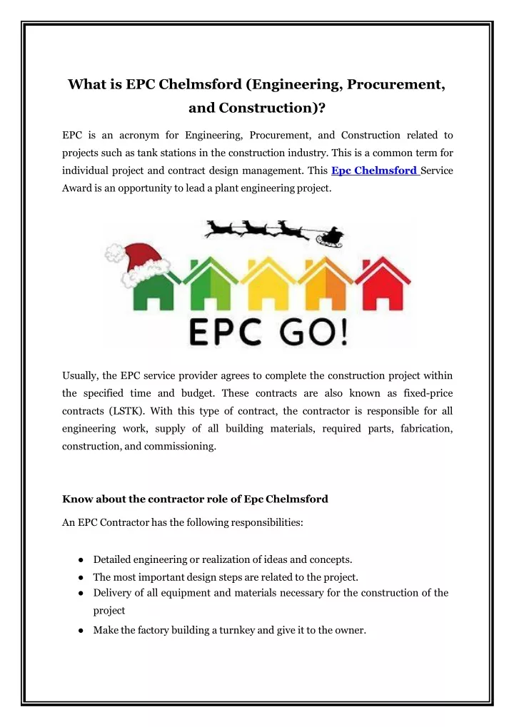 what is epc chelmsford engineering procurement
