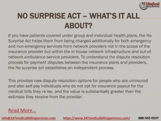 No Surprise Act – What’s It All About
