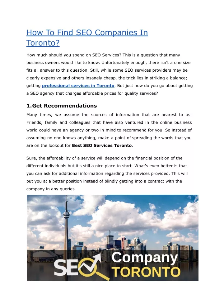 how to find seo companies in toronto