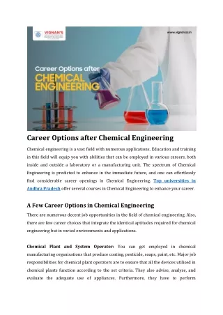 Career Options after Chemical Engineering