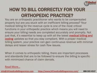 How To Bill Correctly For Your Orthopedic Practice