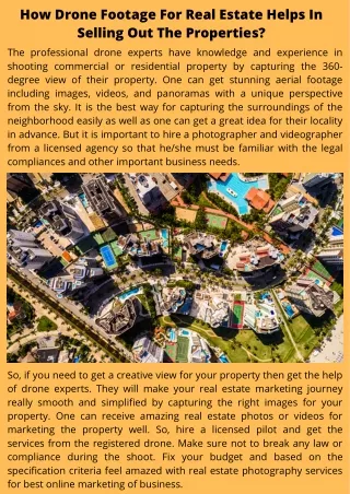How Drone Footage For Real Estate Helps In Selling Out The Properties