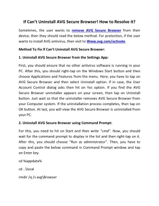 if can t uninstall avg secure browser