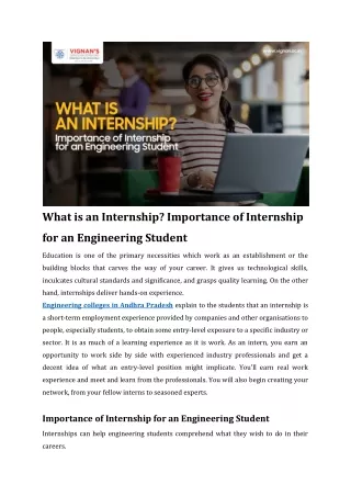 What is an Internship Importance of Internship for an Engineering Student
