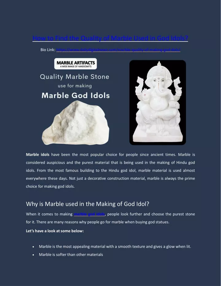 how to find the quality of marble used