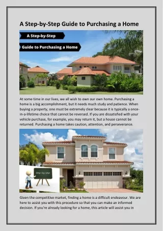 a step by step guide to purchasing a home