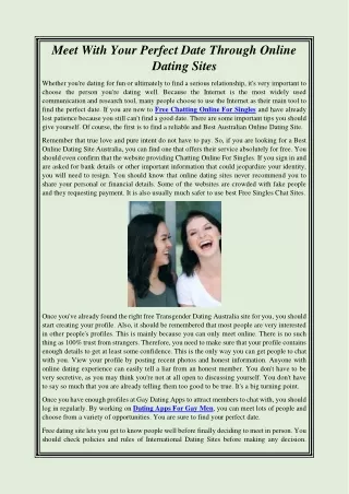 Meet With Your Perfect Date Through Online Dating Sites