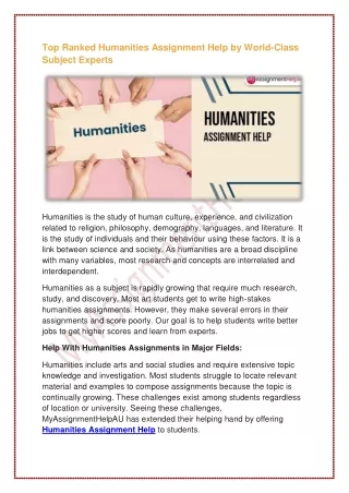 top ranked humanities assignment help by world