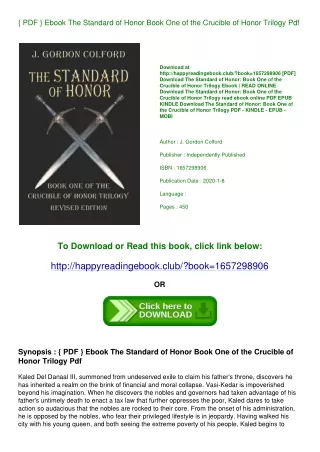 { PDF } Ebook The Standard of Honor Book One of the Crucible of Honor Trilogy Pdf