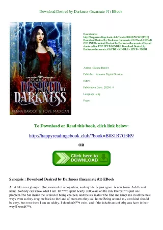 Download Desired by Darkness (Incarnate  #1) EBook