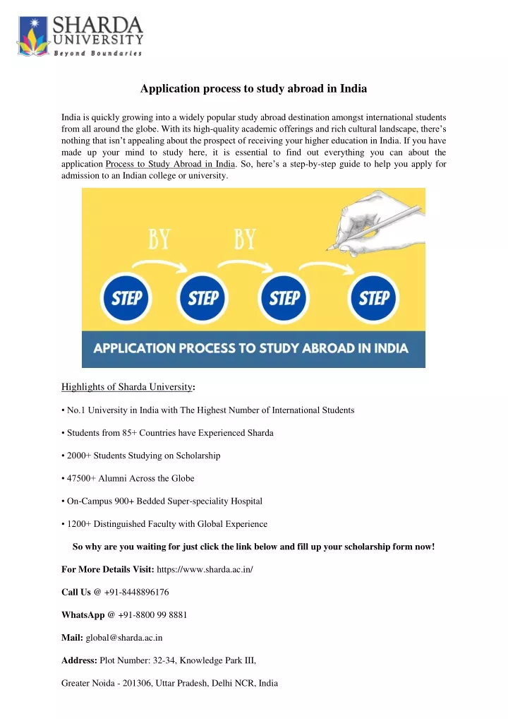 application process to study abroad in india