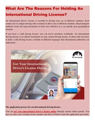 What Are The Reasons For Holding An International Driving License