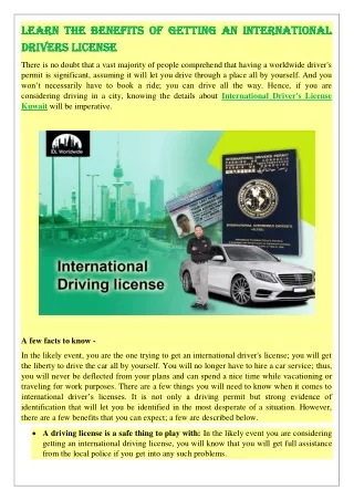 Learn The Benefits Of Getting An International Drivers License