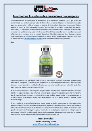 Trembolona los esteroides musculares que mejoran