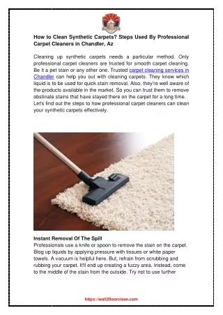 How to Clean Synthetic Carpets? Steps Used By Professional Carpet Cleaners