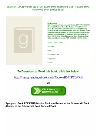 Book PDF EPUB Warrior Book 4 A Realms of the Otherworld Book (Realms of the Otherworld Book Series) EBook